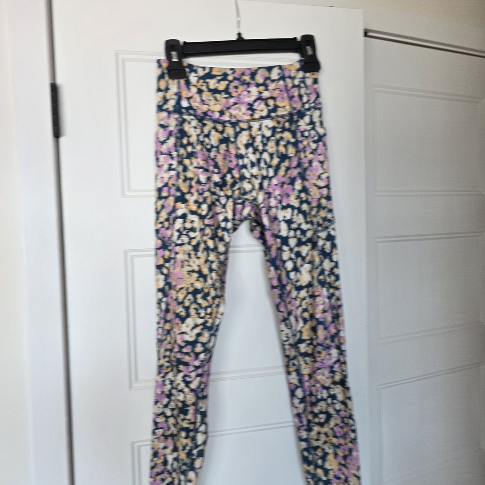 Tek Gear Women's Floral Leggings - Pink, Yellow, and Blue